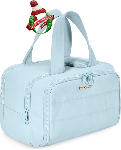 BAGSMART Travel Toiletry Bag, Crush Toiletry Bag for Women, Wide-open Puffy Toiletry Bags for Traveling, Large Travel Cosmetic Makeup Bag Organizer for Accessories,Toiletrie thumbnail