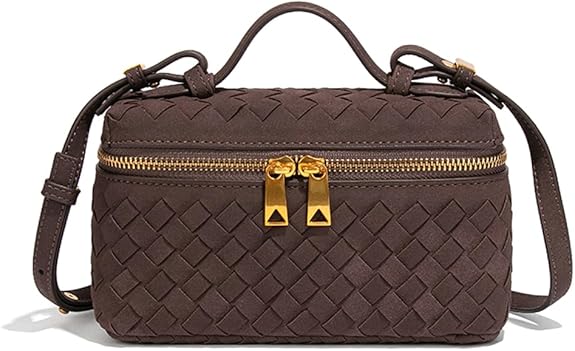 Slouchy Woven Crescent Crossbody Purses Women Square Box Shoulder Bag Mini Suede Tote Hobo Bags Handbag Evening Clutch Purse thumbnail