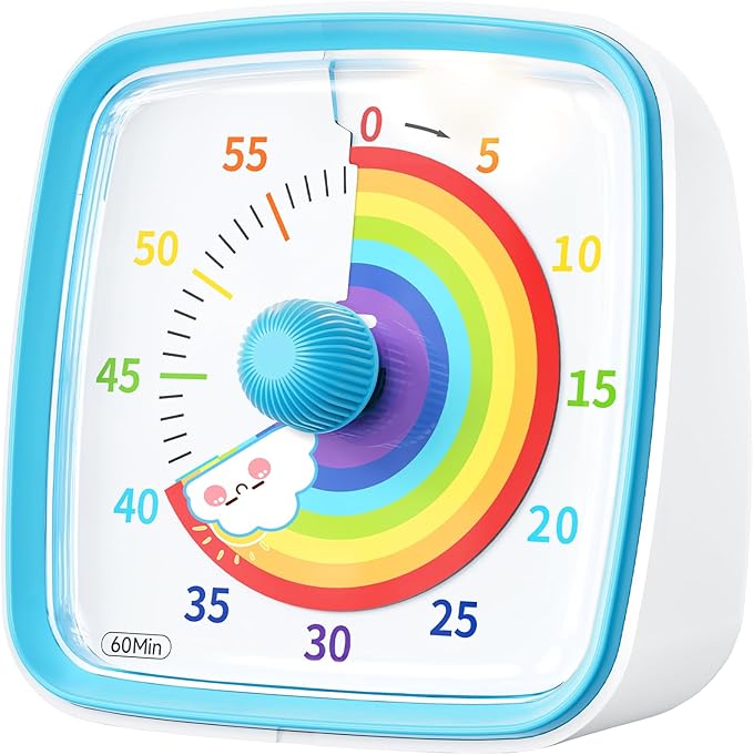 Yunbaoit Visual Timer with Night Light, 60-Minute Rainbow Countdown Timer for Kids and Adults, Time Management Tool for Home, School, Kitchen, or Office thumbnail