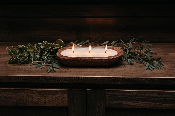 TLC Candle Co. by The Fire Luxury 3-Wick Dough Bowl Soy Candles, 11oz, Burn Time 60 Hours, Hand-carved Wooden Dough Bowl, Natural thumbnail