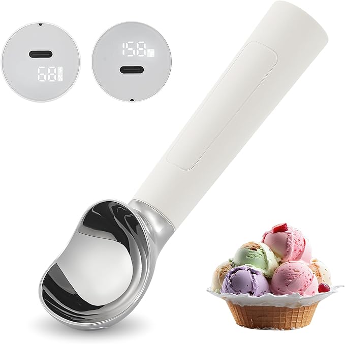 Heated Ice Cream Scoop Rechargeable, Electric Warming Ice Cream Scooper with LED Display, Heats to 158°F for Hard Ice Cream, Easy for Seniors & Kids, IP67 Waterproof thumbnail