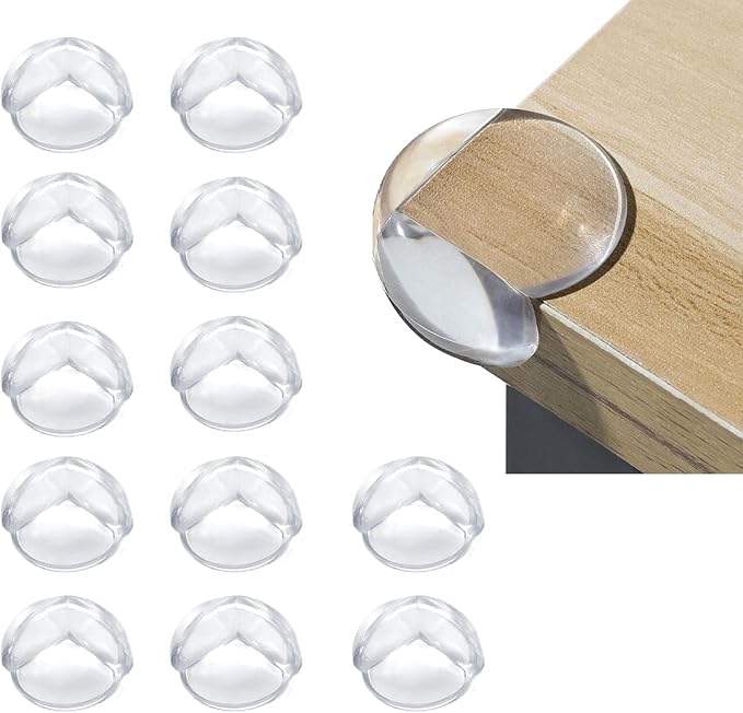 Corner Protector, Baby Proof Furniture Corner Guards, Safety Bumpers & Cushion to Cover Sharp Furniture & Table Edges,Clear and Transparent,Pre-Taped (12 Count Round-Shape thumbnail