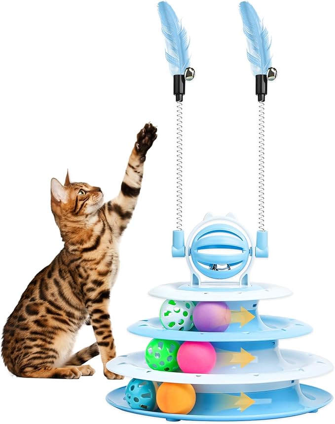 Cat Toy Interactive Pet Plaything for Indoor Kitten Interactive Kitty Puzzle Ball with 2 Cat-Tease thumbnail
