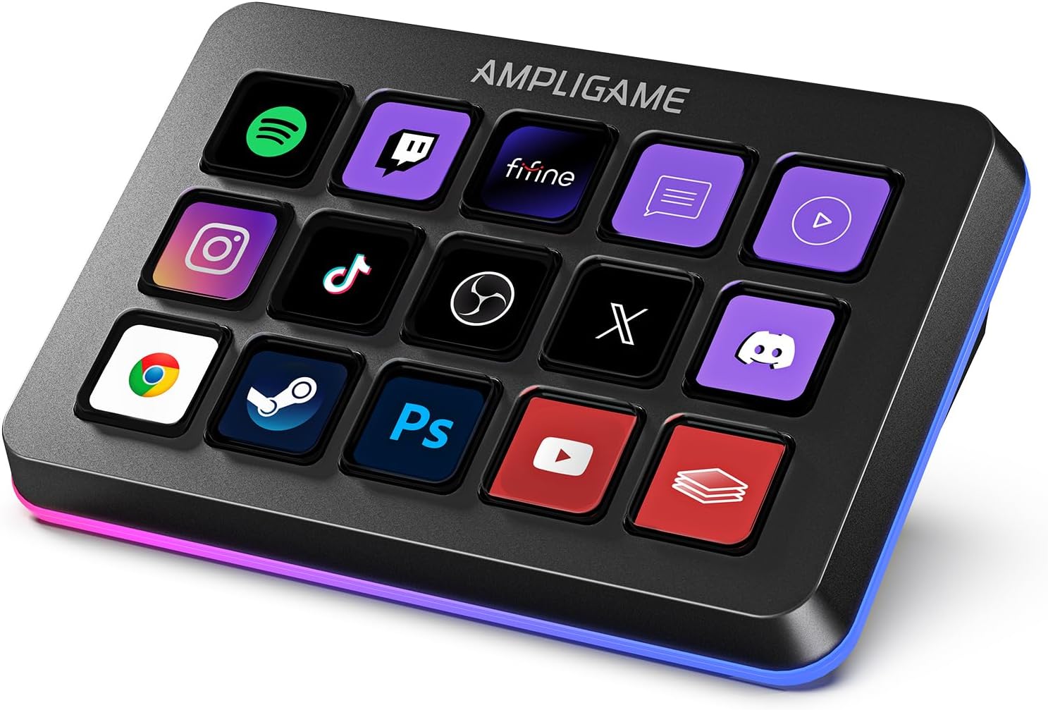 Fifine AmpliGame Stream Controller with 15 Macro Keys, Streaming Keyboard with Trigger Actions in OBS/Twitch/YouTube/Streamlabs, Shortcut Buttons Keypad Works with Mac and PC-D6 thumbnail