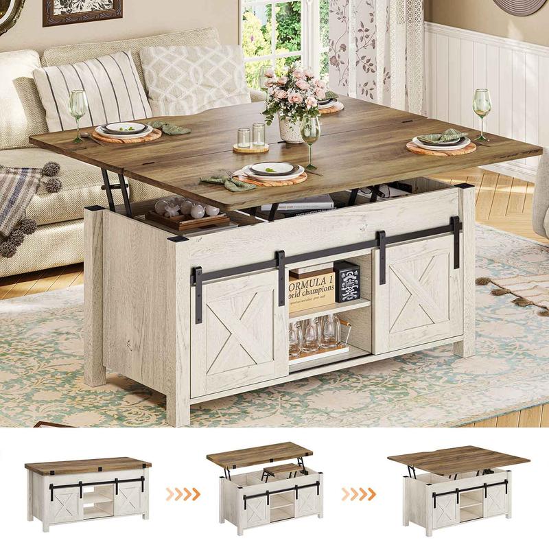 SEDETA Lift Top Coffee Table, 4 in 1 Multi-Function Convertible Coffee Tables with Storage and Hidden Compartment, Farmhouse Coffee Table Converts to Dining Table for Living Room thumbnail
