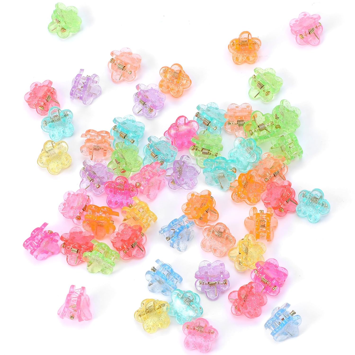 100Pcs Mini Flower Hair Clips,Small Claw Clips for Girls and Women Colorful Hair Clip Cute Jaw Clip thumbnail
