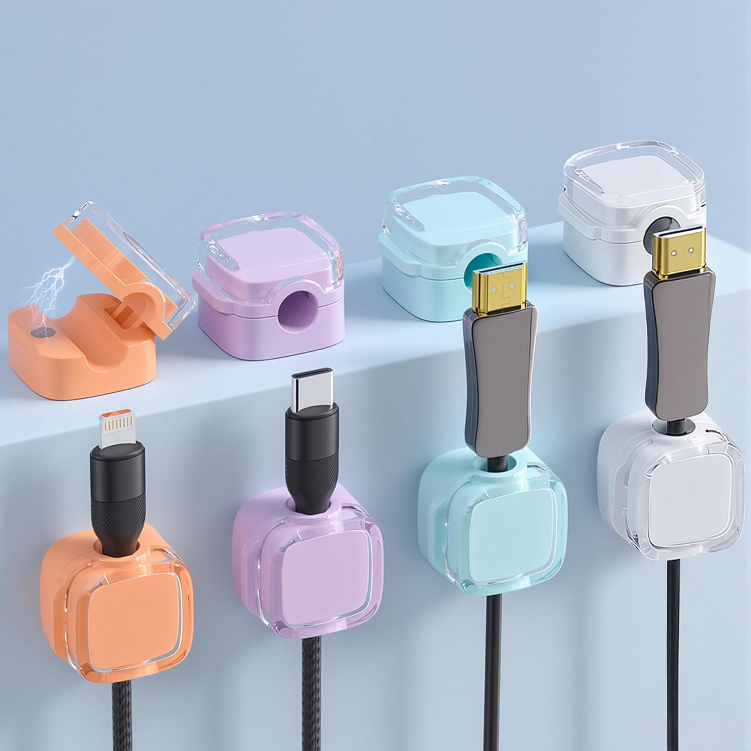 8 Pack Magnetic Cable Clips – Adjustable Cord Holder for Desk, Nightstand, Car, Office | Adhesive Cable Clips & Wire Clips for Cable Management | Organize Charger Holders for Cords, Phone Cord Holder thumbnail