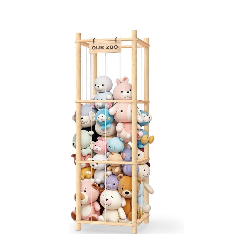 Stuffed Animal Storage & Organizer, Wooden Cute Zoo Toy Holder for Toddler Rooms, Playrooms & Bedrooms thumbnail