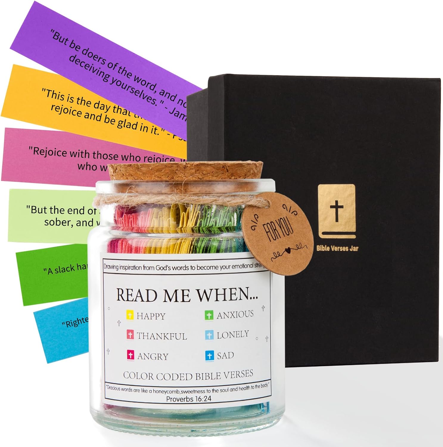 Read Me When Bible Verses Jar Religious Christian Gifts for Women Men, Christian Devotionals for Women Catholic Faith, Color Coded Bible Verses in a Jar, Inspirational Gifts for Women Religious thumbnail