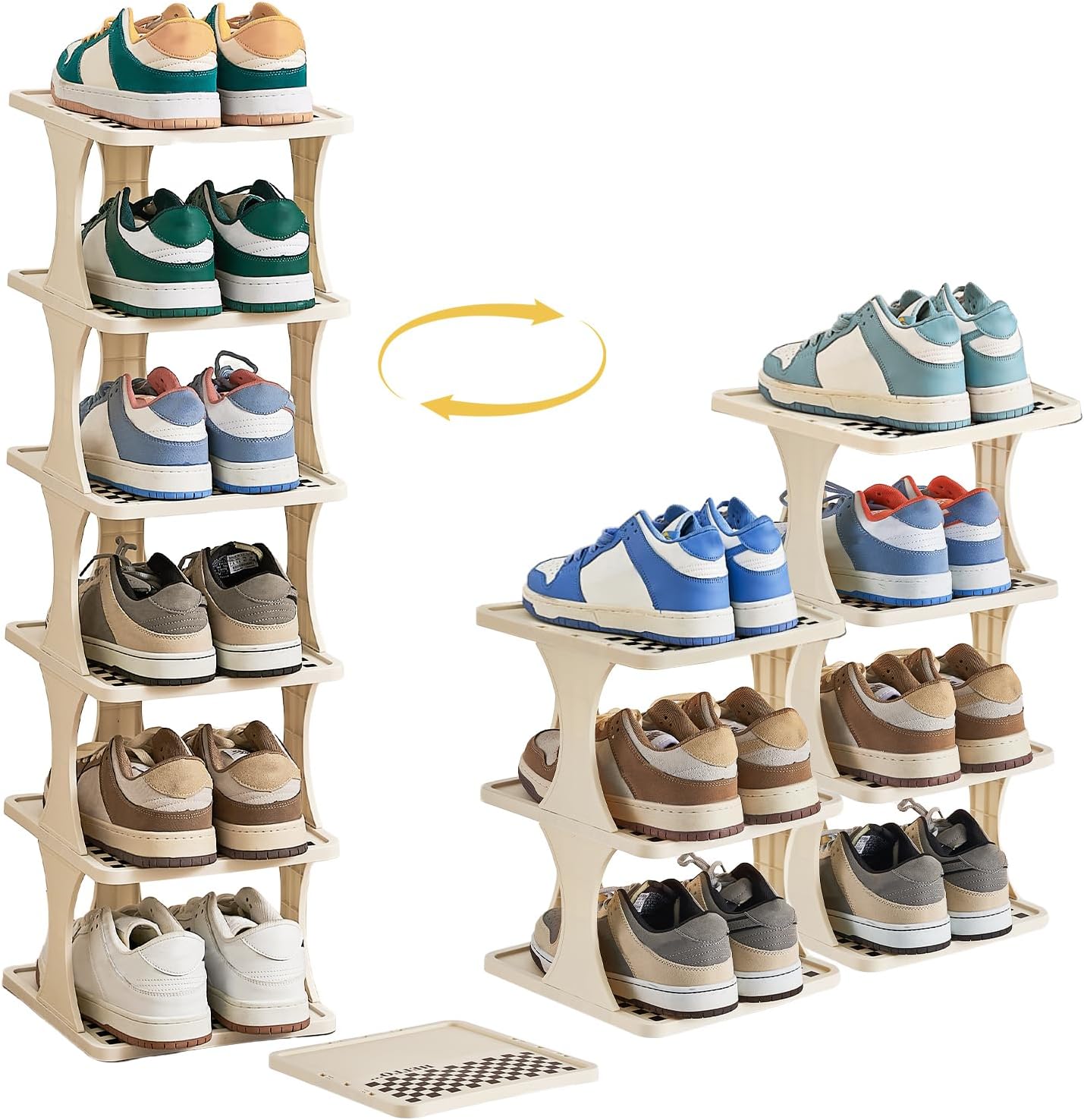 Vertical Shoe Rack 6 Tier Adjustable Shoe Organizer Small Shoe Shelf for Closet, Narrow Entryway, or Bedroom Easy to Assemble and Disassemble Holds Up to 7 Pairs of Shoes thumbnail