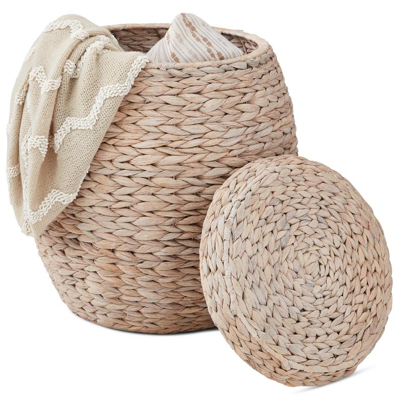 Best Choice Products Multipurpose Hyacinth Storage Basket, Plant Décor, Handwoven Organizer Tote for Bedroom, Living Room, Nursery, w/Lid thumbnail