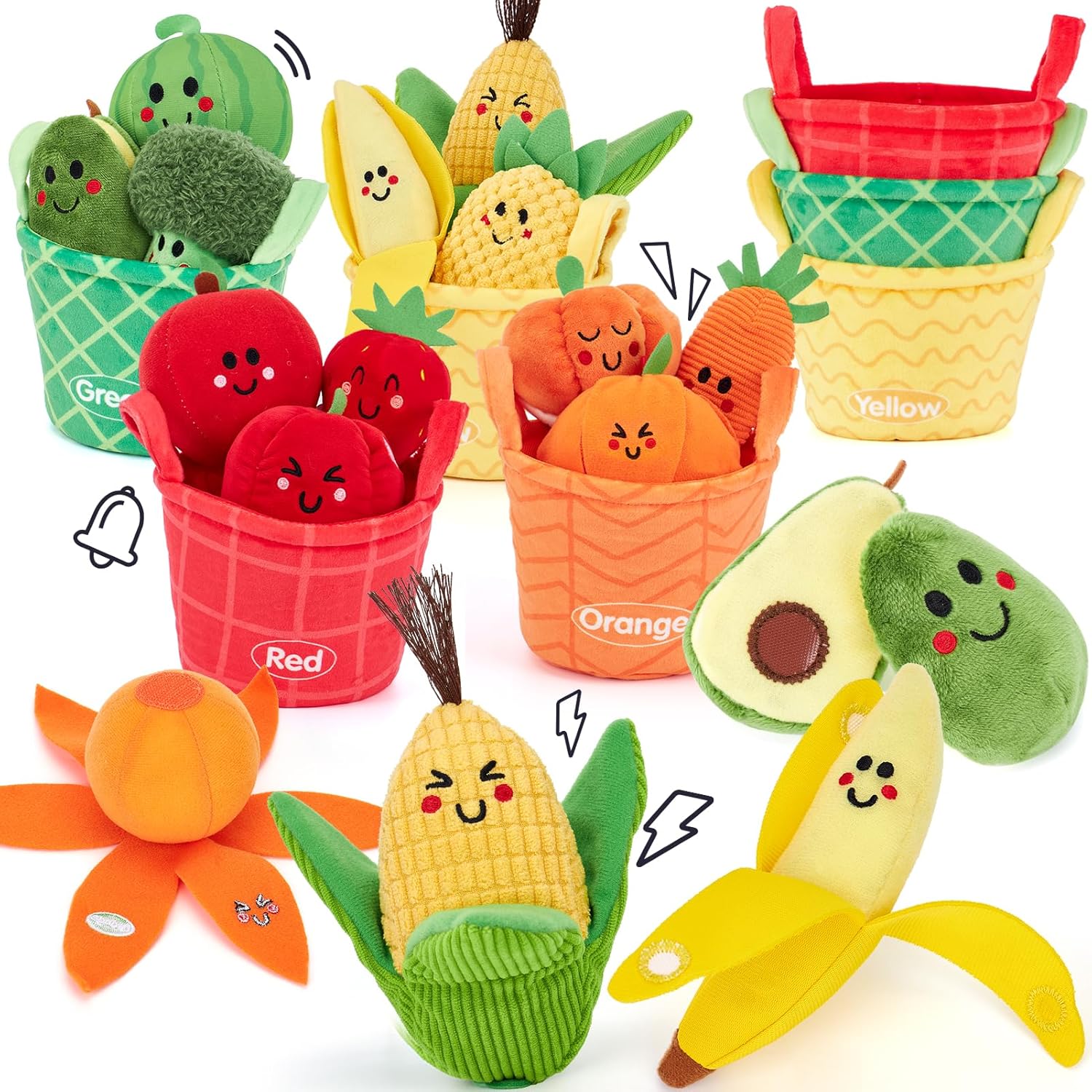 hahaland Baby Sensory Toys - 16 PCS My First Fruit Vegetable Color Sorting Play Food Crinkle, Rattle, Baby Toys 6-12 Months Montessori Toys for 1 Year Old Boy Girl Gifts Toddler Easter Basket Stuffers thumbnail