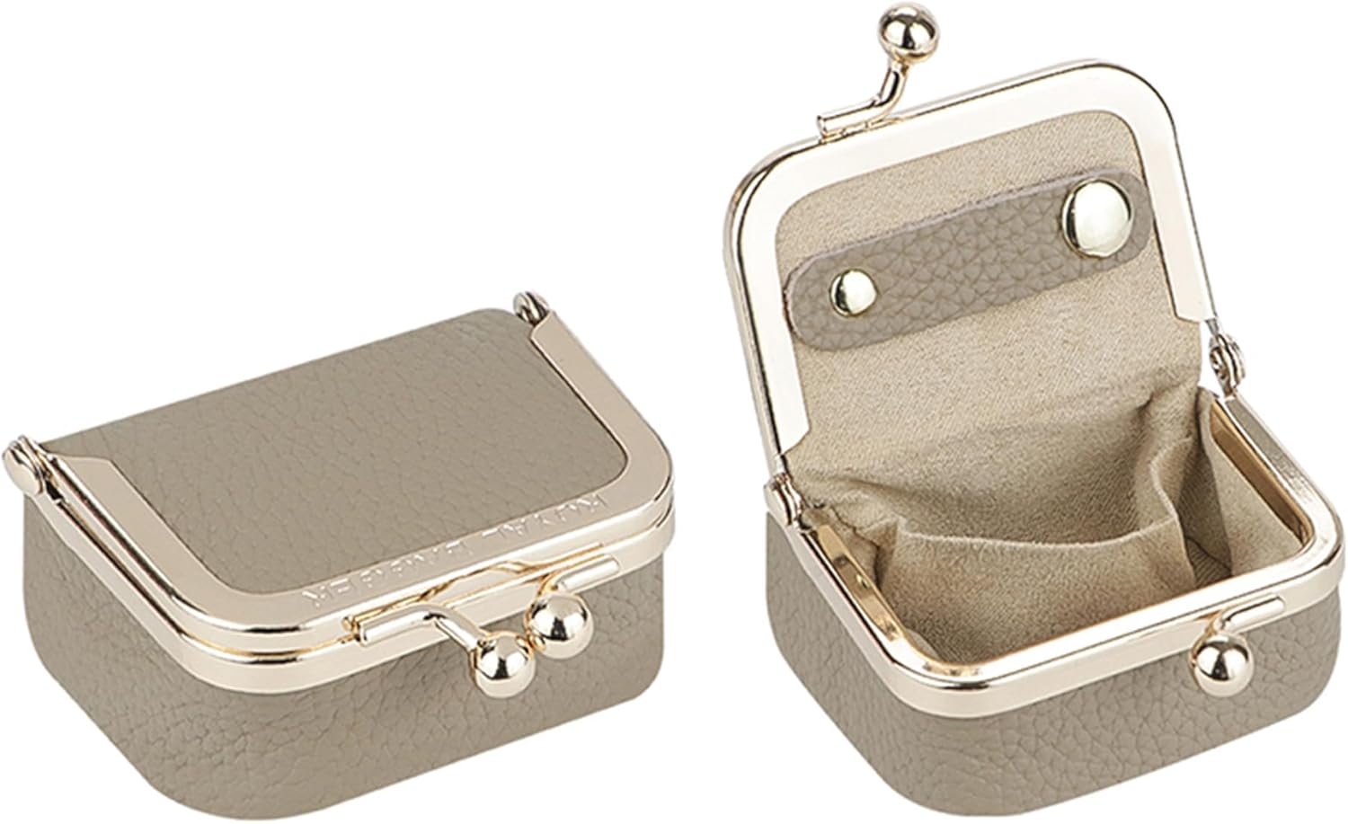 Royal Bagger Genuine Cow Leather Mini Jewelry Box Women's Coin Purse Solid Color Kiss Lock Change Pouch Casual Style Small Storage Bag for Women thumbnail