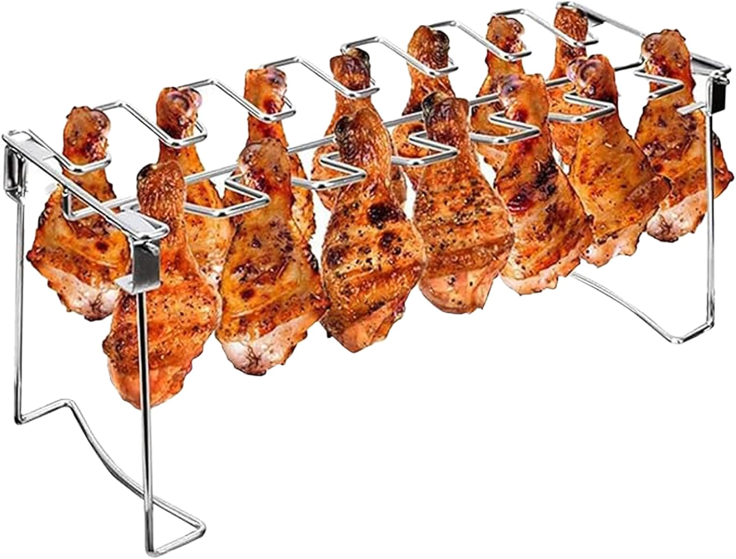 Triceratops Chicken Leg and Wing Rack, 14 Slots BBQ Chicken Drumsticks Holder Stainless Steel Roaster Stand for Smoker Grill, Oven, Charcoal Grill thumbnail