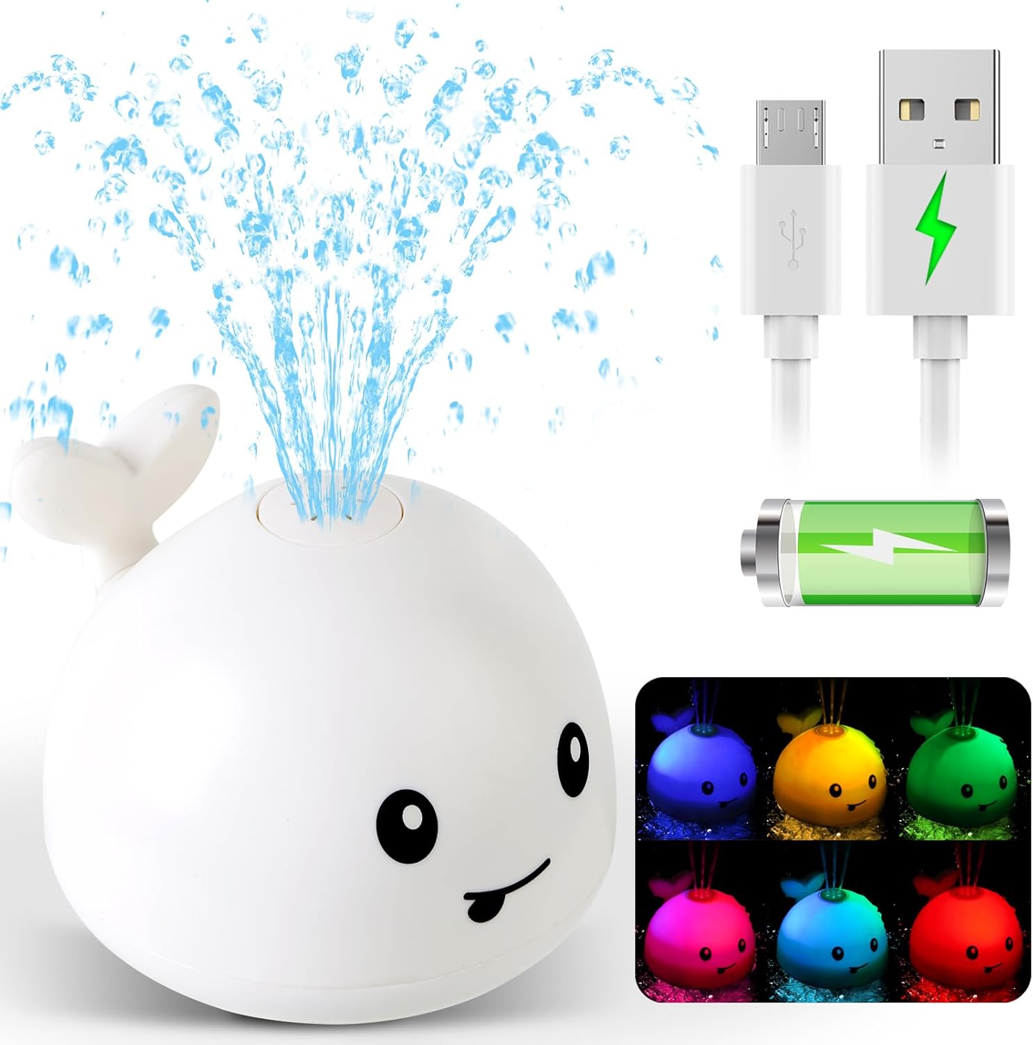 Baby Bath Toys for Kids Ages 1-3, Christmas Stocking Stuffers 1 2 3 Year Boy Girl Gift, Whale Bath Toy Sprinkler Light up Bath Toys for Babies 6-12 Months, Toddlers Bathtub Toys Newborn Birthday Gifts thumbnail