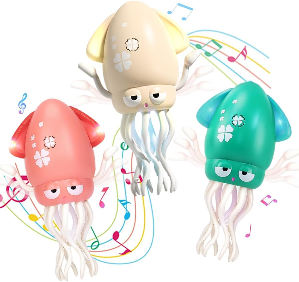 3 Pack Dancing Squid Toddler Toys,Electric Crawling & Tummy Time Toy,Rechargeable Magic Dancing Music Squid,with Music and Led Light-Birthday for Kids Ages 1 2 3 4 5 6 Girls thumbnail