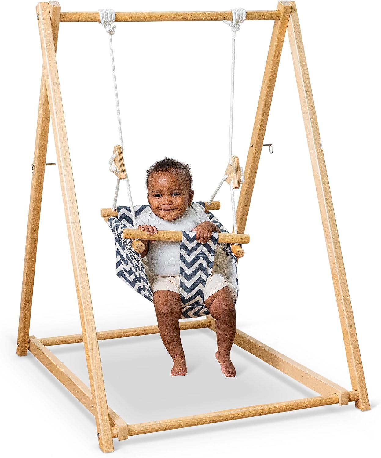 Avenlur Spruce Baby and Toddler Swing with Stand - Foldable Baby Swing - with Seat Belt and Padded Pillow - Free Standing Toddler Swing for Children 6 Months to 3 Years - Montessori and Waldorf Style thumbnail