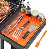 Silicone Grill Mat Compatible with Blackstone, BBQ Griddle Tools Mat with Drip Pad, Spatula Mat for Outdoor Kitchen Counter, Gifts for Men thumbnail