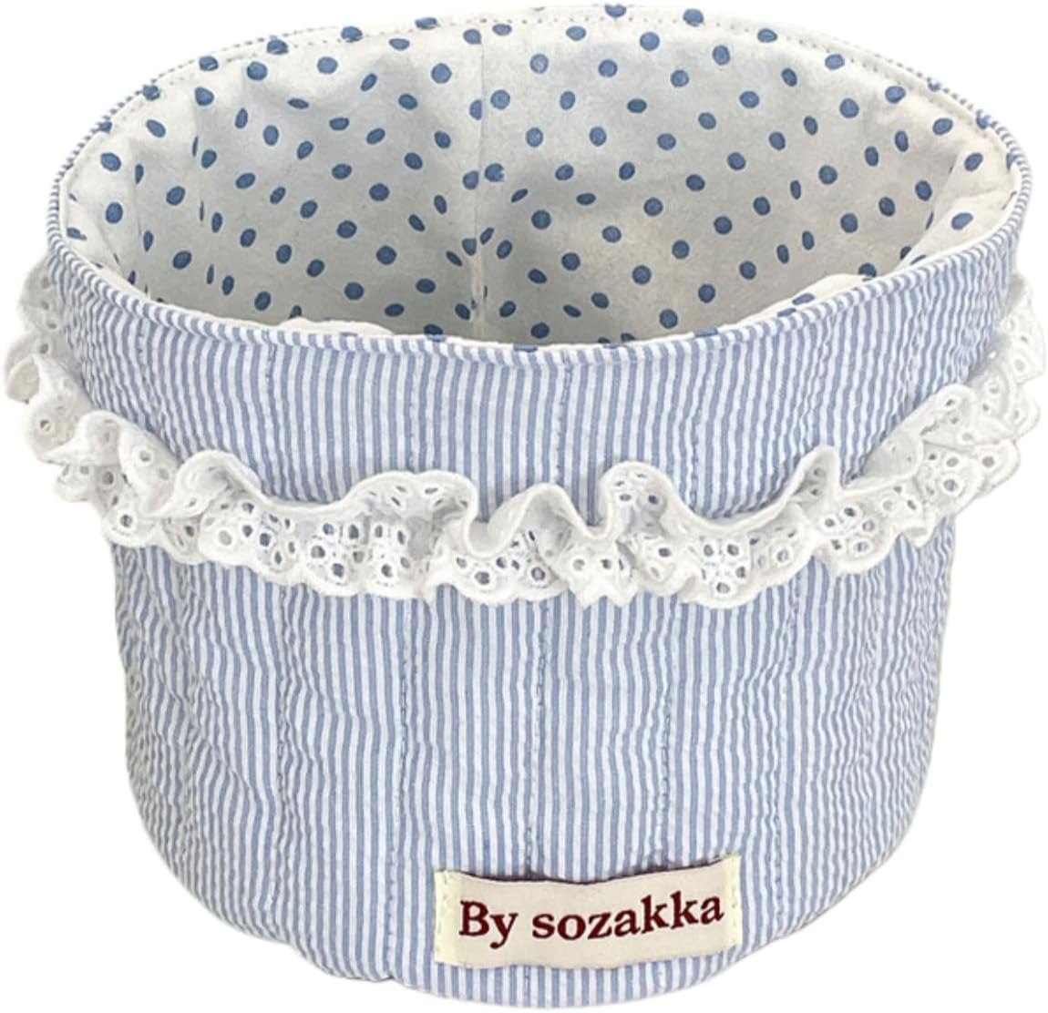 Cute Quilted Makeup Storage Basket Small Desktop Storage Organizer for Home Office Toiletries Basket thumbnail