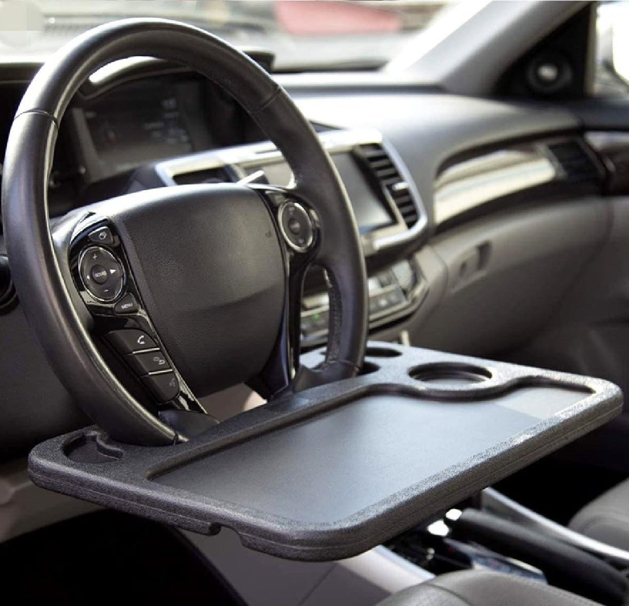 Car Steering Wheel Desk,Steering Wheel Tray, Lightweight Food Drink Table for Car, Hook on Car Steer Wheel Table Tray Fit for Most Vehicles thumbnail