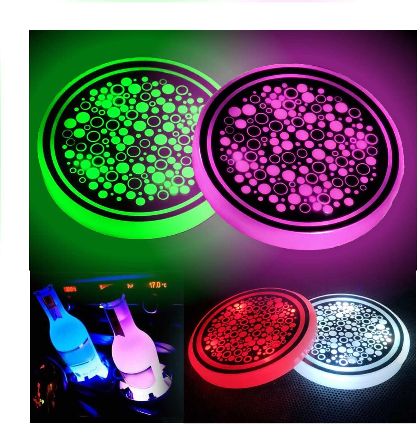 2PCS LED Car Cup Holder Lights, Light up Car Coasters for Cup Holders 7 Color-Changing Light Up Cup Holder Insert Coasters, Waterproof Car Accessories for Teens, Car Gifts for Men & Women thumbnail