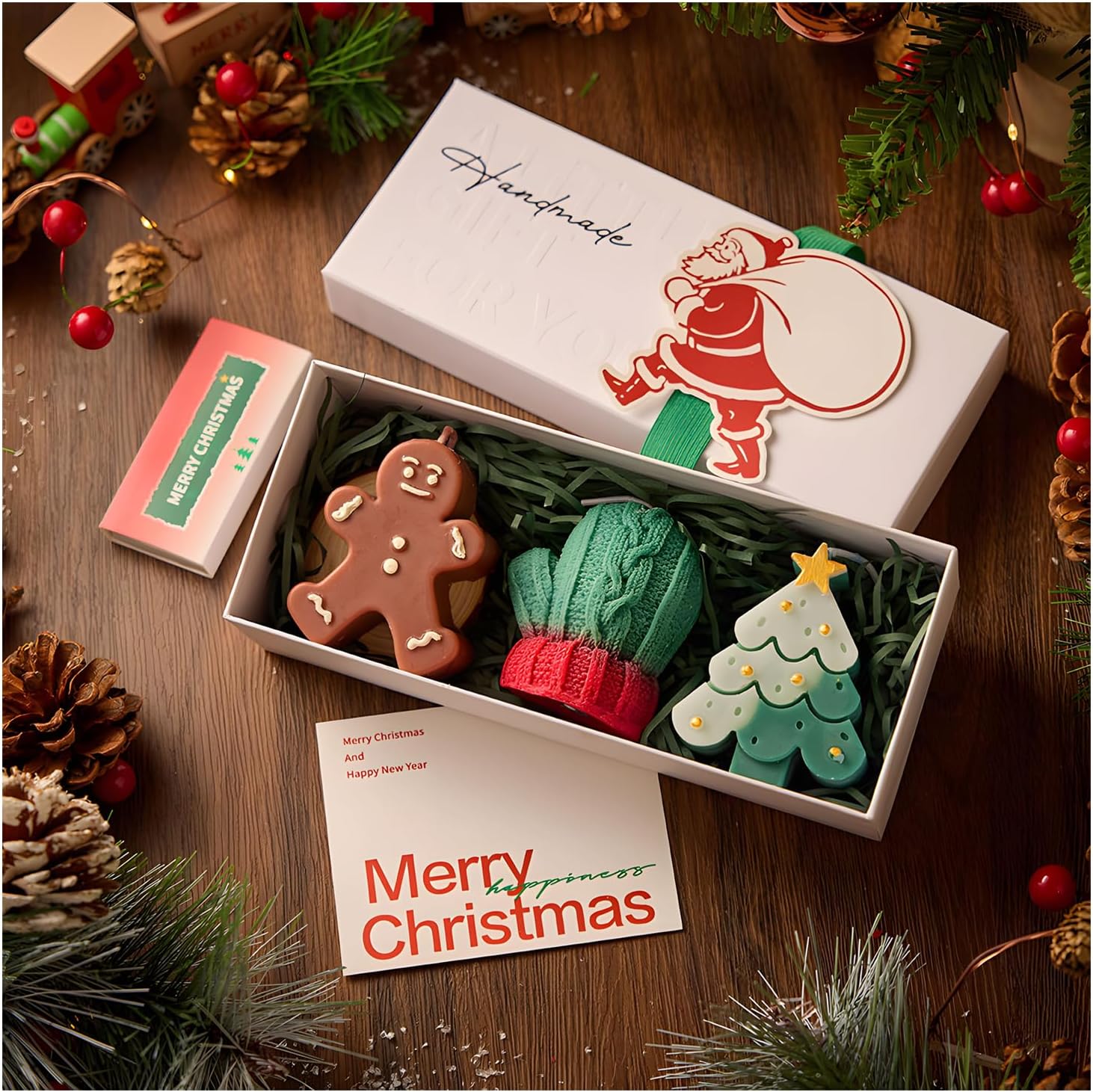 Christmas Scented Candle Gift Set, Elk, Tree, Gingerbread Man, Glove Shaped for Women, Xmas Home Decor, Party, Bedroom, Table Decorations, A Festive Essential for Atmosphere & Gifting thumbnail