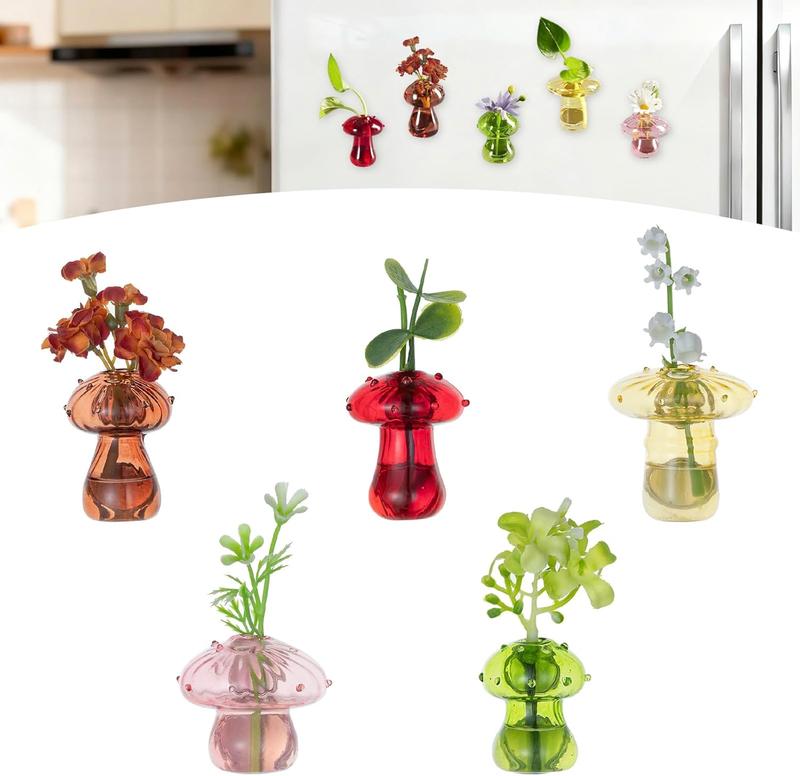 Glasseam Mini Vase Magnets for Fridge, 5pcs Cute Fridge Magnets Strong for Kitchen Refrigerator Office Locker Whiteboard - Tiny Glass Vases for Flowers Plants, Small Refrigerator Decor Gifts thumbnail