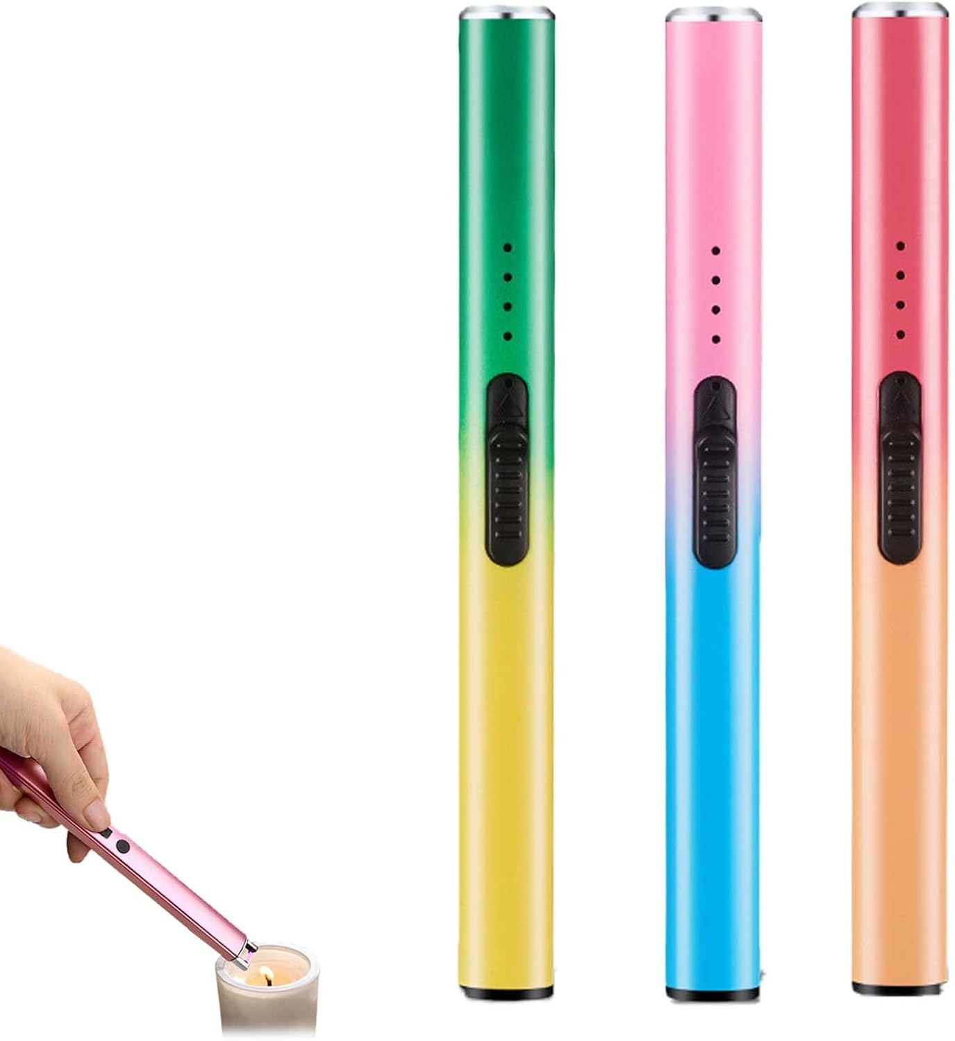 Rechargeable Pulse Electric Lighter, 3 Pack Candle Lighter, Windproof Flameless Electric Lighters, Plasma Arc, USB Long Lighters with Safety Switch for Candles, Grill, BBQ, Camping, Gas Stoves thumbnail