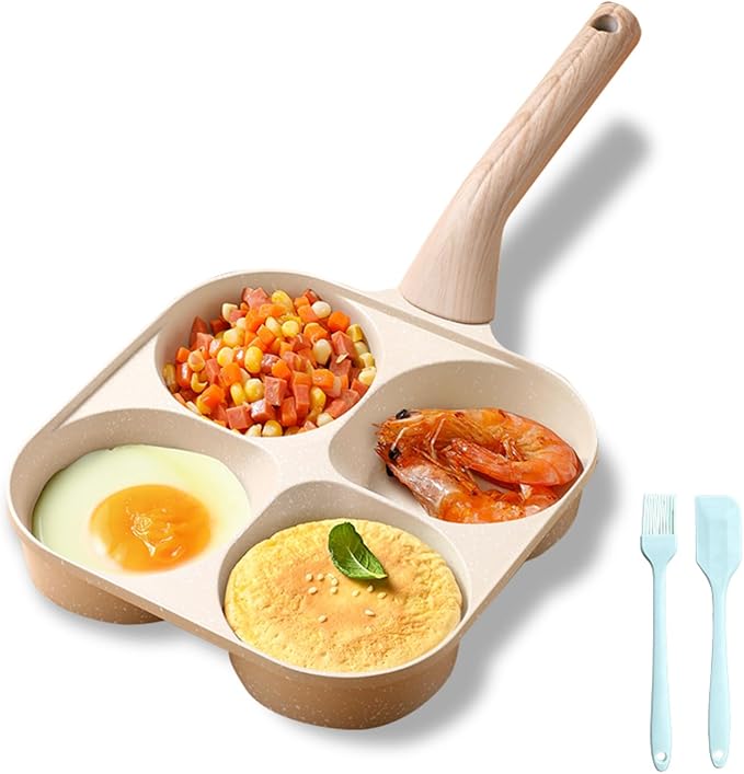 Upgraded 4-Cup Egg Frying Pan with Deepened Grooves and Raised Handle, Nonstick Granite-Coated Omelette Pan for Gas and Induction Cooktops thumbnail