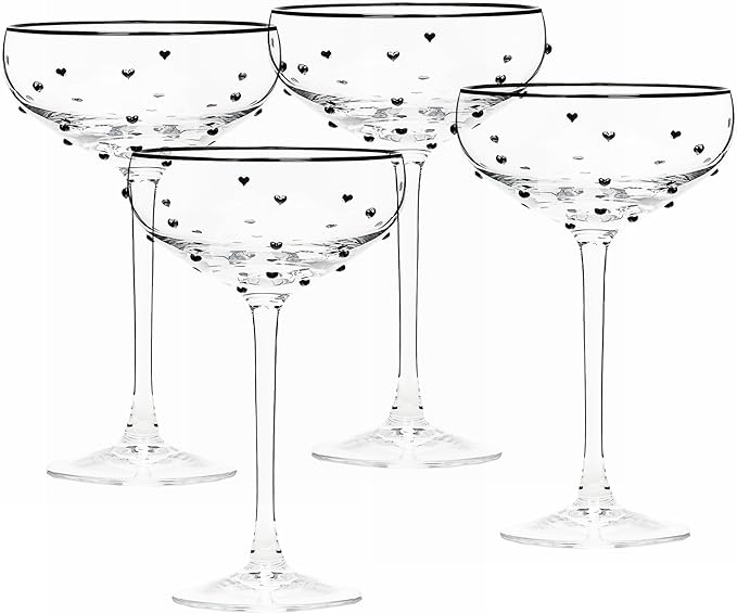 10 Strawberry Street Charming Heart Glassware, Coupe, Set of 4 thumbnail