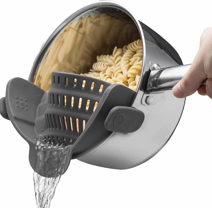 Kitchen Gizmo Snap N' Strain - Silicone Pasta Strainer Clip-On for Pots and Pans - Heat Resistant Colander for Vegetables and Noodles - Kitchen Gadgets for Cooking - Space-Saving Design thumbnail